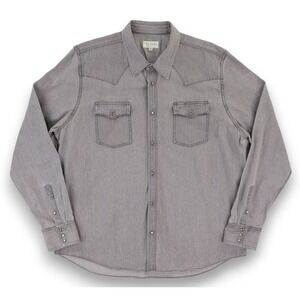 Tecovas Shirt Mens XL Gray Western Pearl Snap Front Denim Cotton Long Sleeve